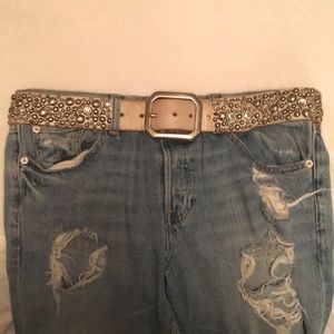 Old Stud Handmade Leather Rhinestone Belt.